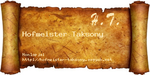Hofmeister Taksony névjegykártya